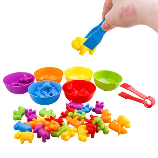 1 Bucket 36/40/56Pcs Anti-deform Baby Toy Stimulate Thinking Skills Exercise Fine Game Dinosaur Sorting Multicolor Enlightenment