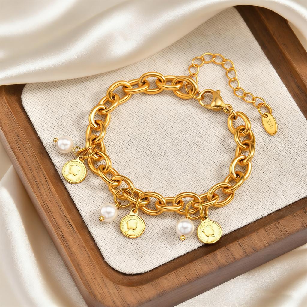 Trendy Sweet Red Cherry Strawberry Bracelet for Women, 18K Gold Plated Stainless Steel Charm Bracelet,No-fading Delicate Jewelry