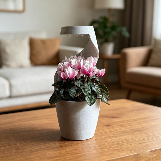 Cloud Watering Planter with Hidden Drainage Tray Self Watering Planter with Slow Drip Rain Effect Modern Desktop Flower Pot for Succulents Herbs Home