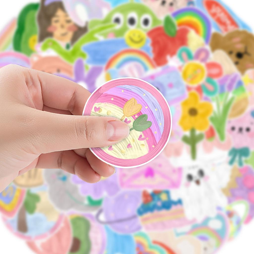 50 Oil Color Doodle Stickers Suitcase Car Notebook Skateboard Refrigerator Water Cup Waterproof Decorative Stickers