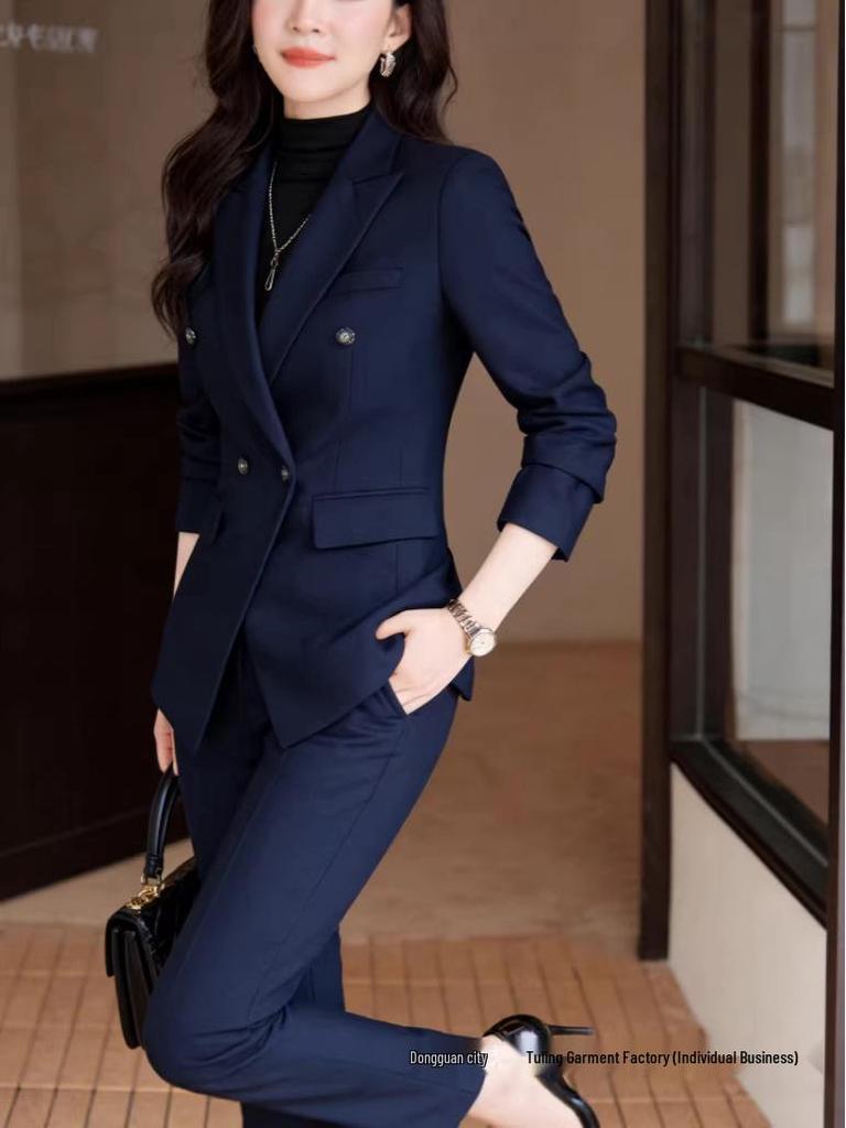 Women's High-End Professional Suit Set - 2025 Autumn/Winter Formal Wear - New Arrival with Jewelry Accents