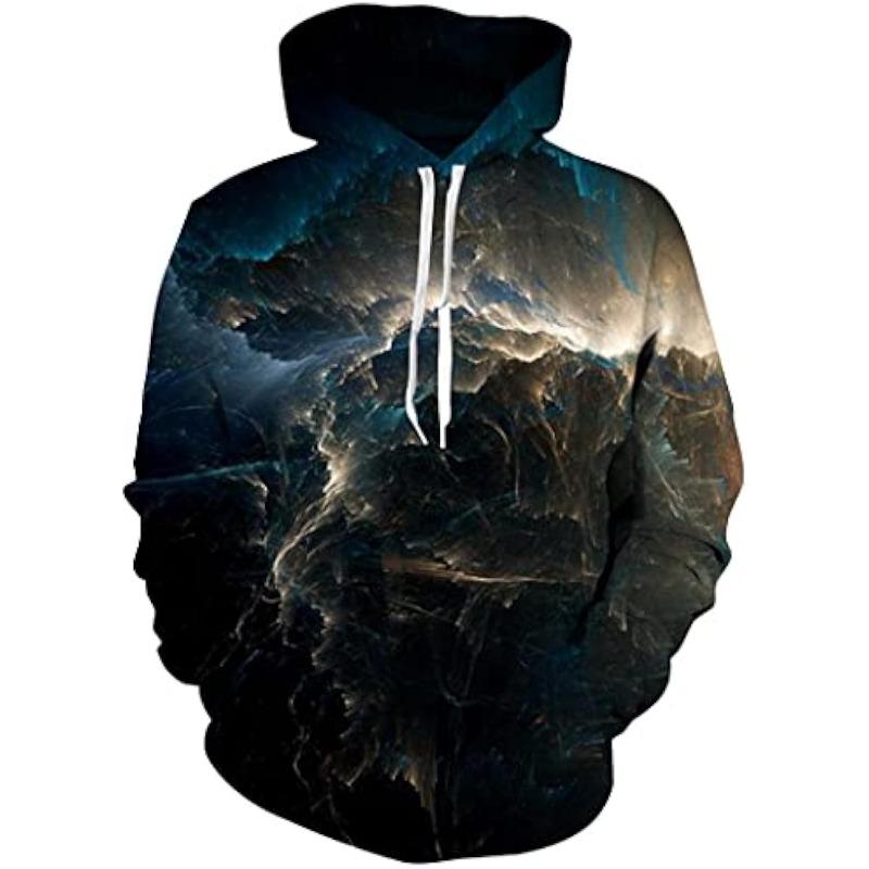 3D Novelty Hoodies for Men Cool Graphic Pullover Sweatshirts with Pockets