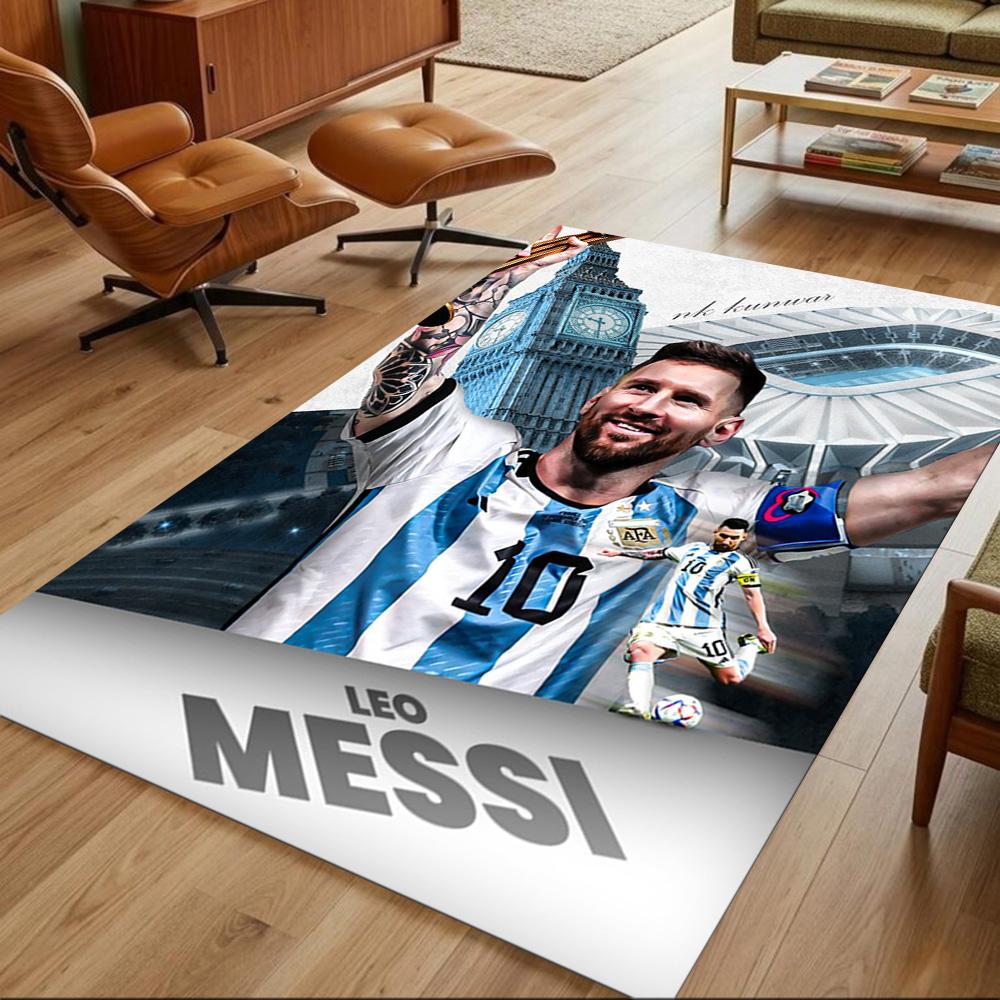 Football Messi Floor Mat Suitable for Kitchen Entryway Hallway Dormitory Anti-slip Rug Decorate Offices Luxury Gift for Birthday, Christmas, Wedding