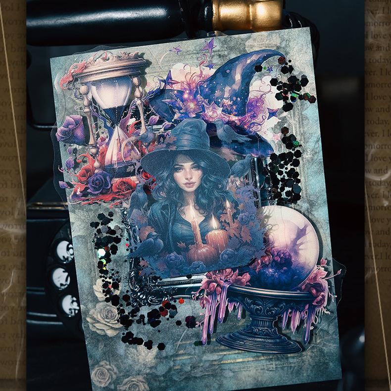 Retro Gothic Style PET Stickers Collage Clipbook Diary Scrapbook Decoration Materials Mysterious Magic Box Series Pasters 20 Pcs/ Pack