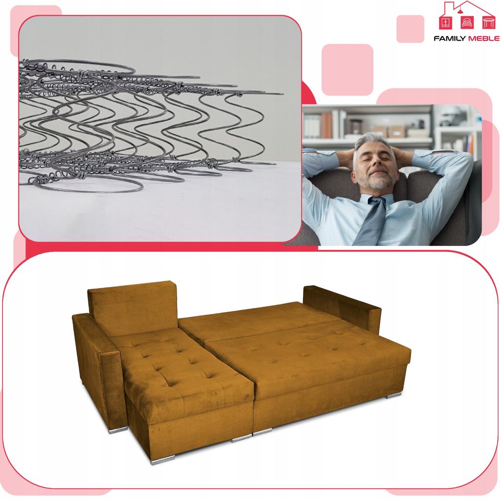 Varius Corner Sofa Bed with Sleeping Function Family Furniture Cornea Golden Yellow
