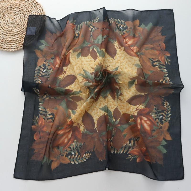 

70cm Vintage Handmade Curling Square Scarf High Quality Silk Scarf Light Luxury Adjustable Thin Scarf Small Neck Scarf 70cmX70cm