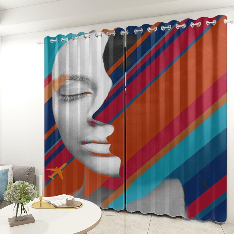 Abstract Curtain Cloth Bedroom Living Room Balcony Blackout Curtain Office Hotel Insulation Curtain