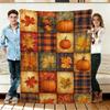 Pumpkin and Autumn Leaf Flannel Blanket Soft Cozy Throws Napping Travel Use
