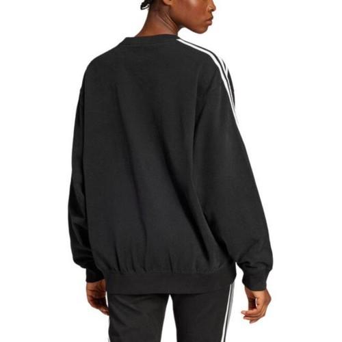 adidas Originals Loose Fit Sports Crewneck Striped Sweatshirt for Women, Black