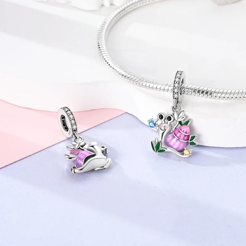 Cute Snail Flower Design Pendants Copper Plated Beads Fit Original Charms Fashion Bracelet Beads Jewelry Diy Gifts Women's Style