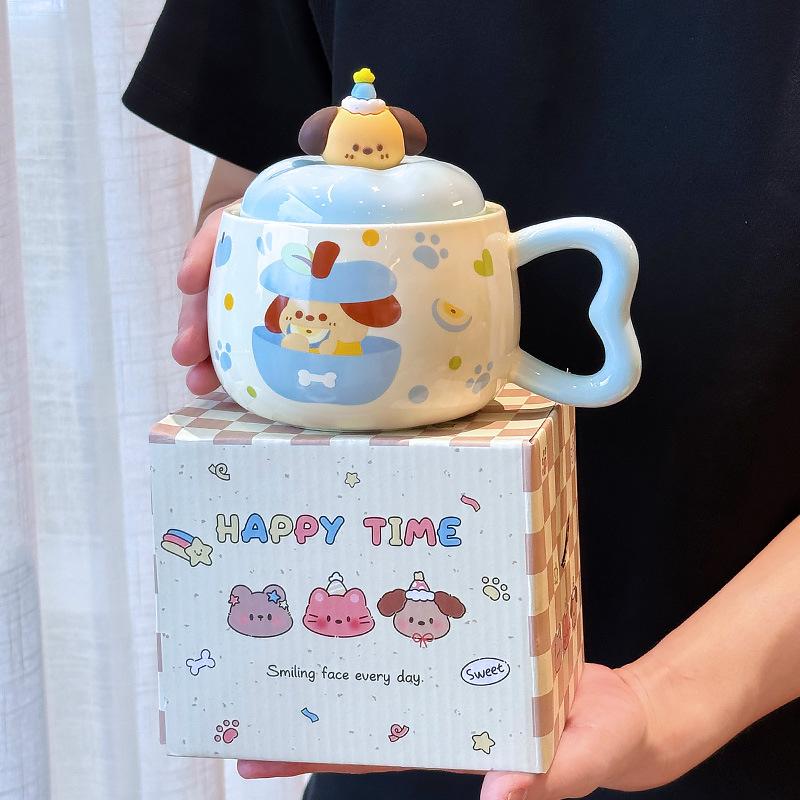 

Apple Water Cup Mug Super Beautiful Girl Ceramic Cup with Lid Coffee Cup Practical Birthday Gift Souvenir 400ML