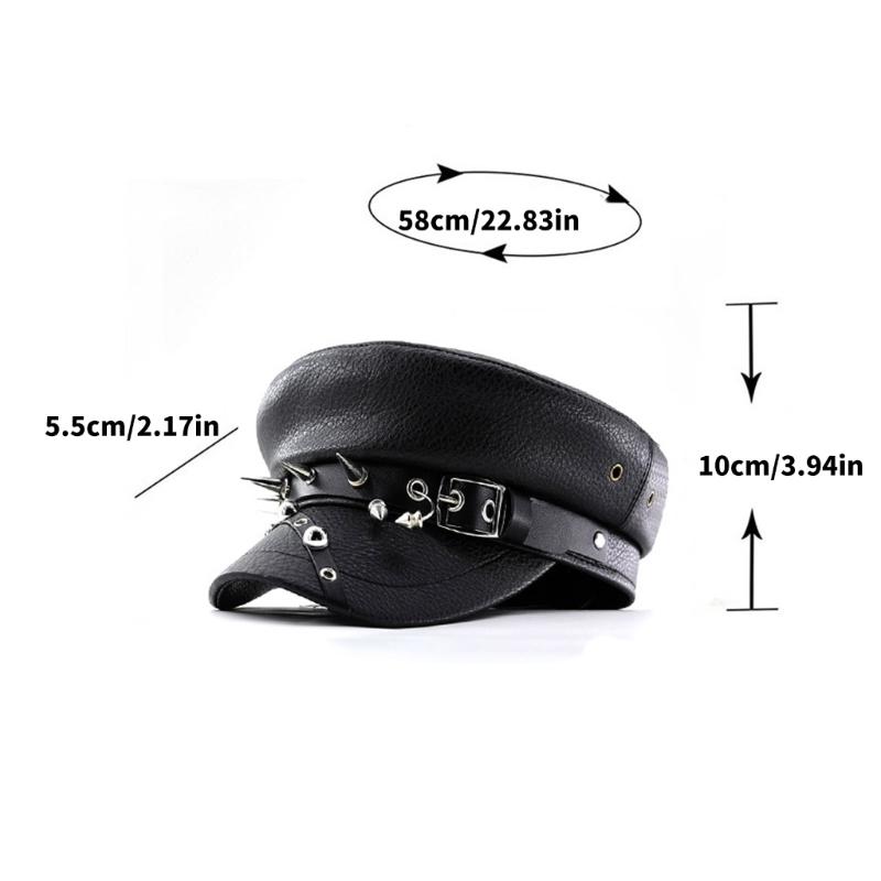 Gotische Dunkle Baskenmütze Schiebermütze Malerhut Baskenmütze Bäckerjungenmütze zum Straßenbummel PU Flache Mütze Foto Requisiten