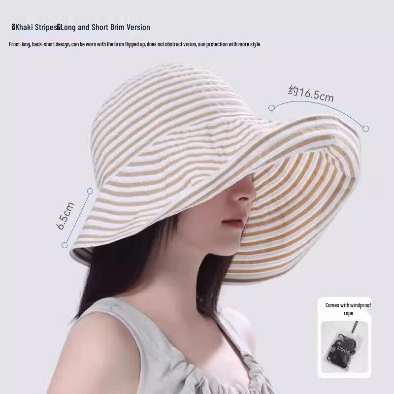 Zauo Women s UV Protection Striped Fisherman Hat