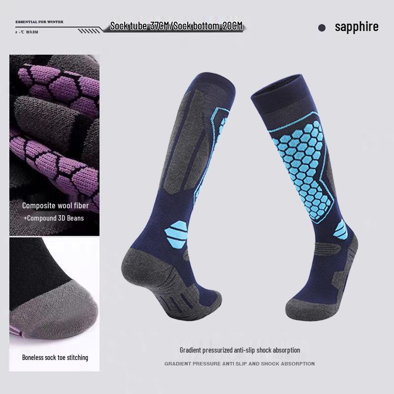 Unisex Cross-Border Style Wool Ski Socks: Long Tube, Warm, Anti-Slip, Anti-Pilling, Ideal for Skiing and Mountaineering