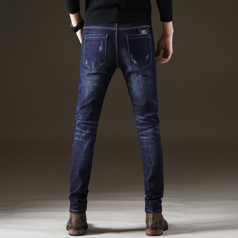 Džíny Straight Fit Kalhoty Elastické Jednoduchá móda Korejské pánské oblečení se středním růstem