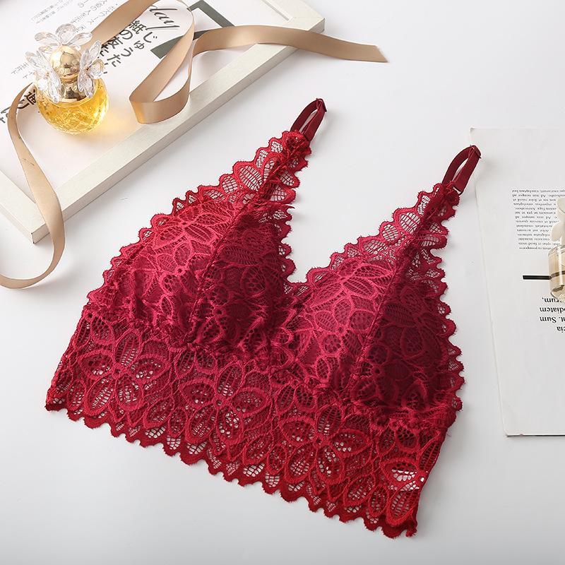 Hermoso Bralette de Triángulo de Encaje - Sin Costuras, Sin Aros y con Tirantes