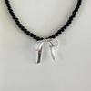 Mosxe [925silver] Ribbon Onyx Necklace