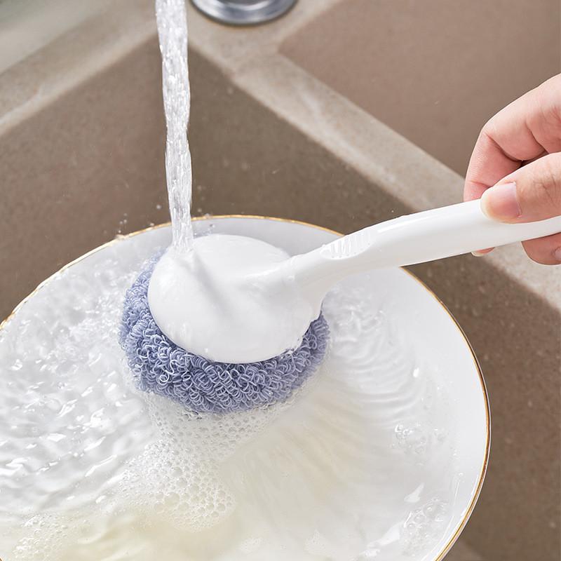 Abs Pp Long Handle Dish Scrubber Nano Fiber Cleaning Brush For Kitchen Utensils Pans And