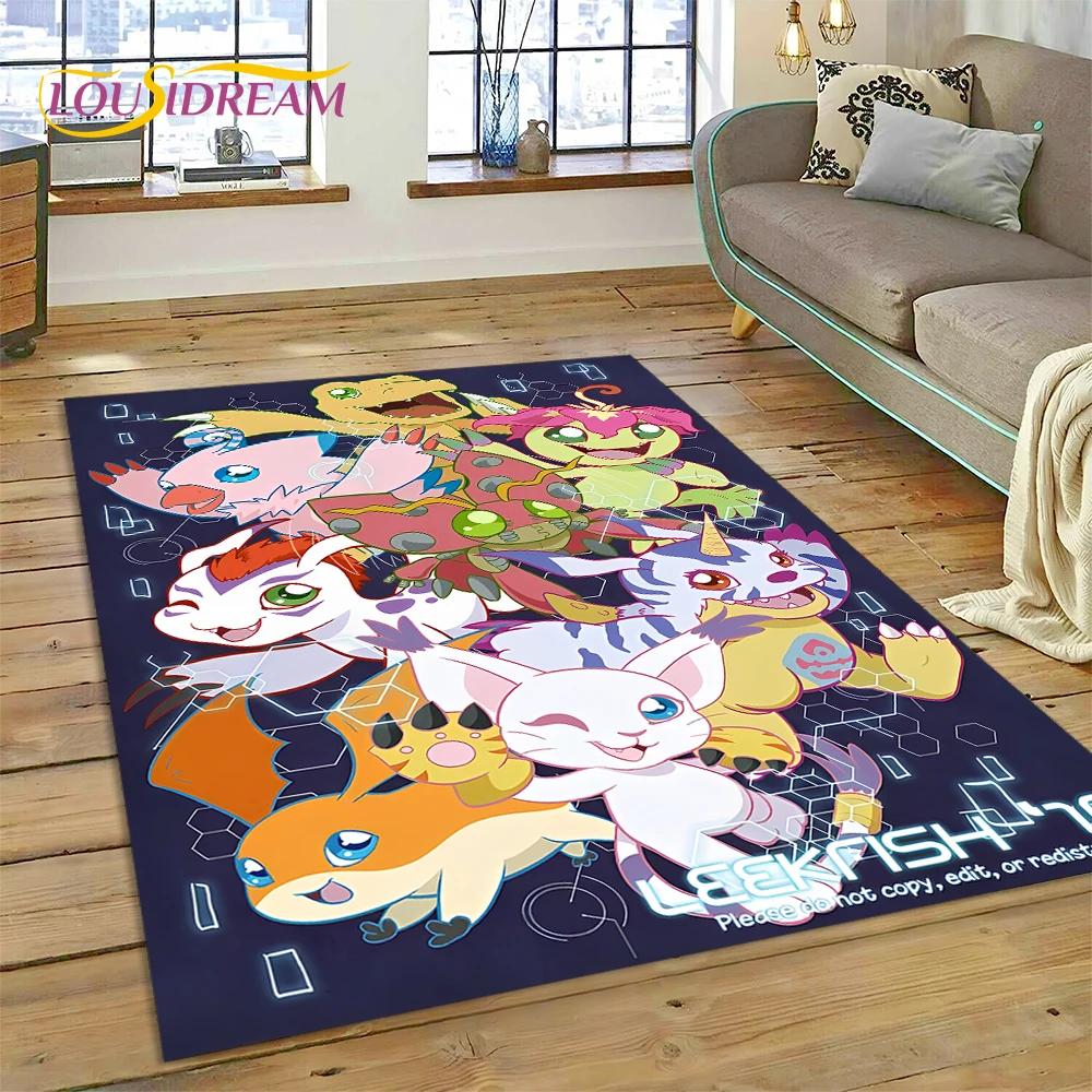 Retro Digimon Adventure Monster Cartoon Carpet Rug for Bedroom Living Room Home Sofa Decoration,Child Game Large Decor Floor Mat