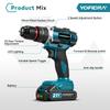 YOFIDRA 3IN1 Electric Impact Drill 25+3 Torque Handheld Cordless Impact Drill Woodworking Power Tool For Makita 21V Battery Pin