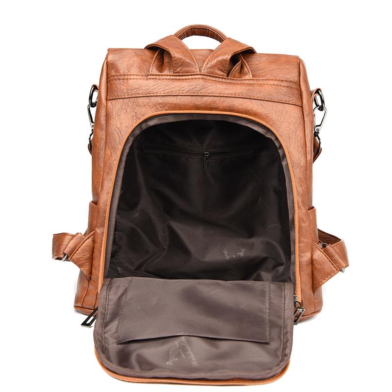 Rucsac mic de damă, de mare capacitate, cu mai multe straturi, din piele moale