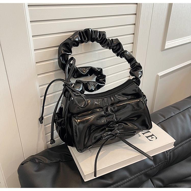 IELGY Hot Girl Style Sweet Bowknot Pleated Portable Underarm Bag Fashion One-Shoulder Tote Bag