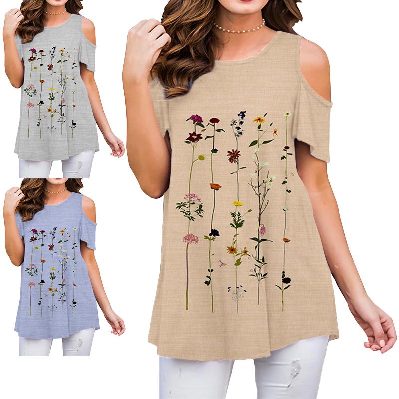 Women's Short Sleeve Round Neck Printed Top