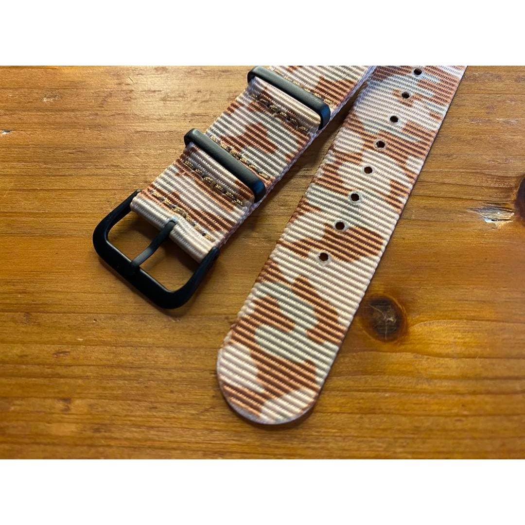 Used 18mm Camouflage NATO G10 Nylon Belt Brown Dessert