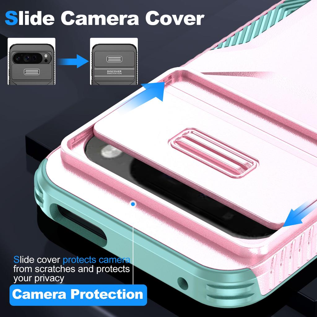 For Google Pixel 9 Pro XL Case TPU+PC Non-Slip Side Edge Phone Cover with Lens Lid