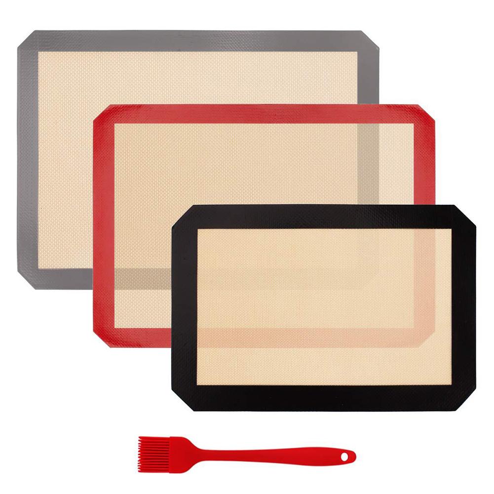 

3Pcs Non-Stick Silicone Baking Mat Pad Sheet Baking Pastry Tools Rolling Dough Mat Large Size for Cake Cookie Macaron Set eight#0