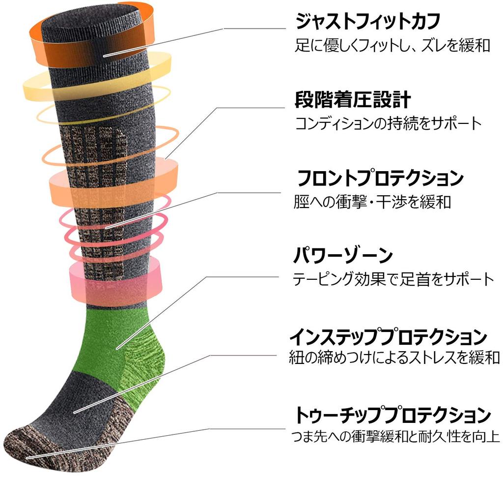 Ski Snowboard Graduated Compression Sports Mountaineering Hiking Antibacterial and Odor Green Size M Socks, Socks, Socks, Socks, Socks, Socks,