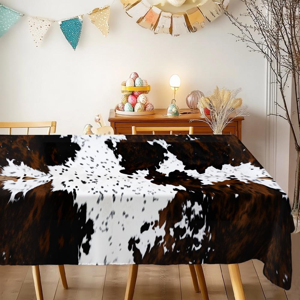 Cow Print Rectangle Table Cloth for Table Decortion Holiday Party Waterproof Reusable Tablecloth for Tables Kitchen Dining