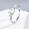 Кольцо-кольцо для самостоятельной сборки из стерлингового серебра S925, 6,2 мм, круглое, с изображением цветка, с бриллиантом, двустороннее