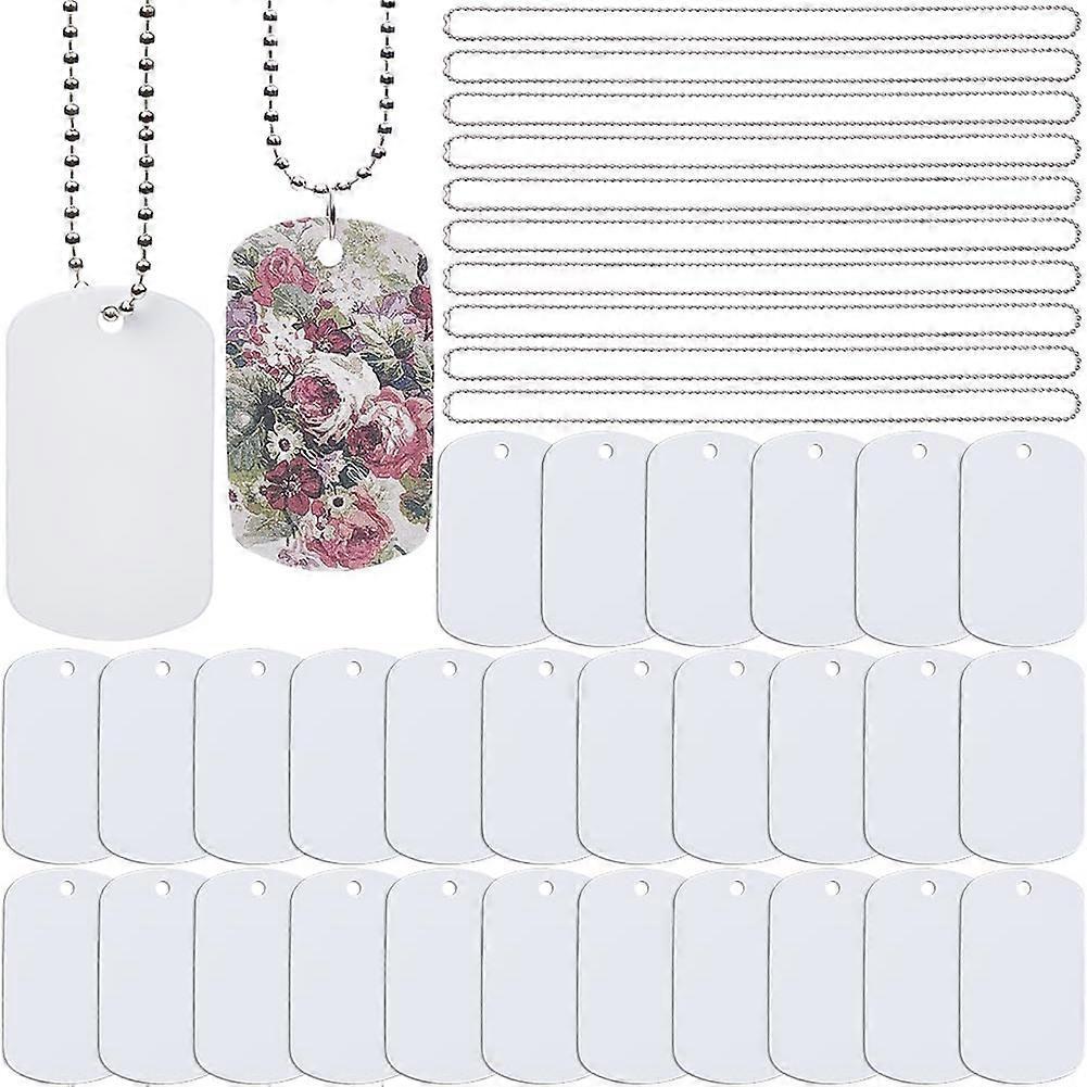 1 Box 45pcs Sublimation Dog Tag Blanks with Chain Heat Transfer Double Sided Sublimation Keychain Blanks for DIY Craft