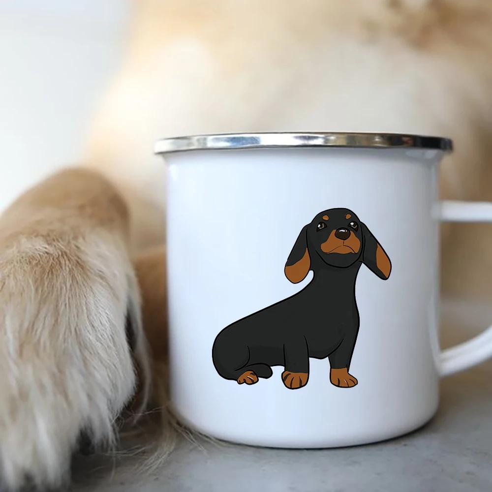Emaille-Kaffeetasse mit der Aufschrift „I Love Dackel Dog“, für Camping, Picknick, Lagerfeuer, Party, Bier, Saft, Cola, Tassen für die Reise im Freien, Kakao, Wasserbecher