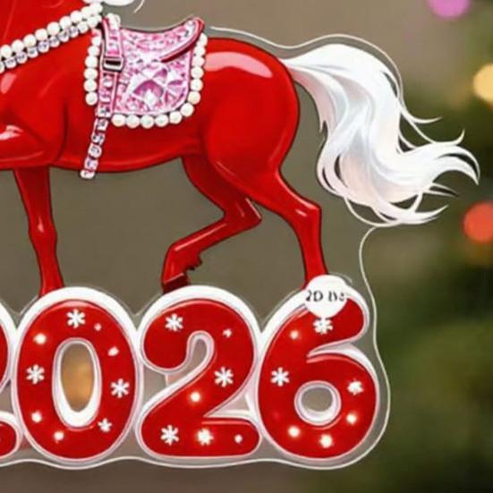 2026 Acryl Pferdeanhänger Auto Rückspiegel Ornament 2D Hängeanhänger für Feiertagsdekoration Süßes Geschenk für Autoliebhaber