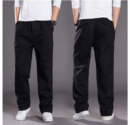 Spring Autumn Thin Men's Casual Pants Work Pants Large Size Loose Men's Long Cargo Pants Elastic Waist Lightweight