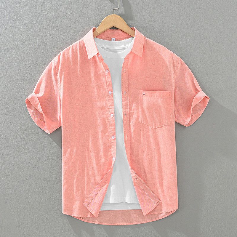 Foreign Trade Surplus Simple Soft Short-Sleeve White Shirt for Men, Comfortable High-End Casual Breathable Shirt