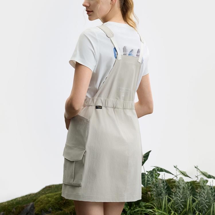 FILA Explore Series Outdoor Sports Casual Work Woven Suspender Dress Women dresses Milky-Beige A11W527303F-BG
