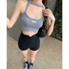 Summer 2026 Grey Hollow-Out Halter Tank Top for Women