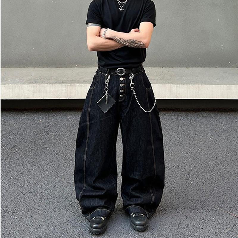 Retro straight jeans women's autumn new fat mm large size annual loose scimitar pants loose wide-leg pants