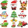 DIY Christmas Tree Elk Deer Santa Claus Train Decorations Architecture Socks Street View Xmas Snow House Building Block Kit Toy