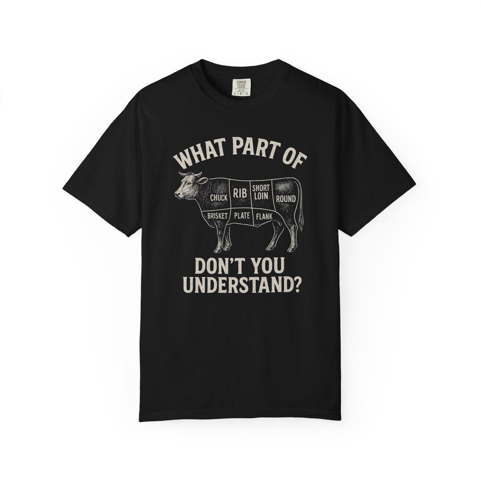 Funny BBQ T-Shirt: Beef Cuts Chart - Grill Master Comfort Colors Tee L