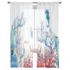 Watercolor Nautical Fishes And Corals Chiffon Sheer Curtains For Living Room Bedroom Decoration Window Tulle Curtains Drapes