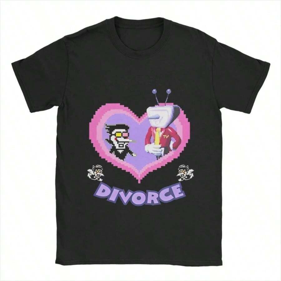 Spamton And Tenna Child Of Divorce Deltarune Game Short Sleeved Round Neck Y2k Tshirt Unisex T-Shirt M