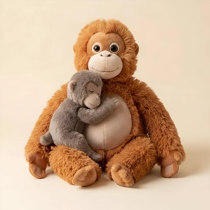 Mama Punch Monkey Plush Toy, Baby Monkey & Orangutan Plush Stuffed Animal, Protect Punch Orangutan Stuffed Animal