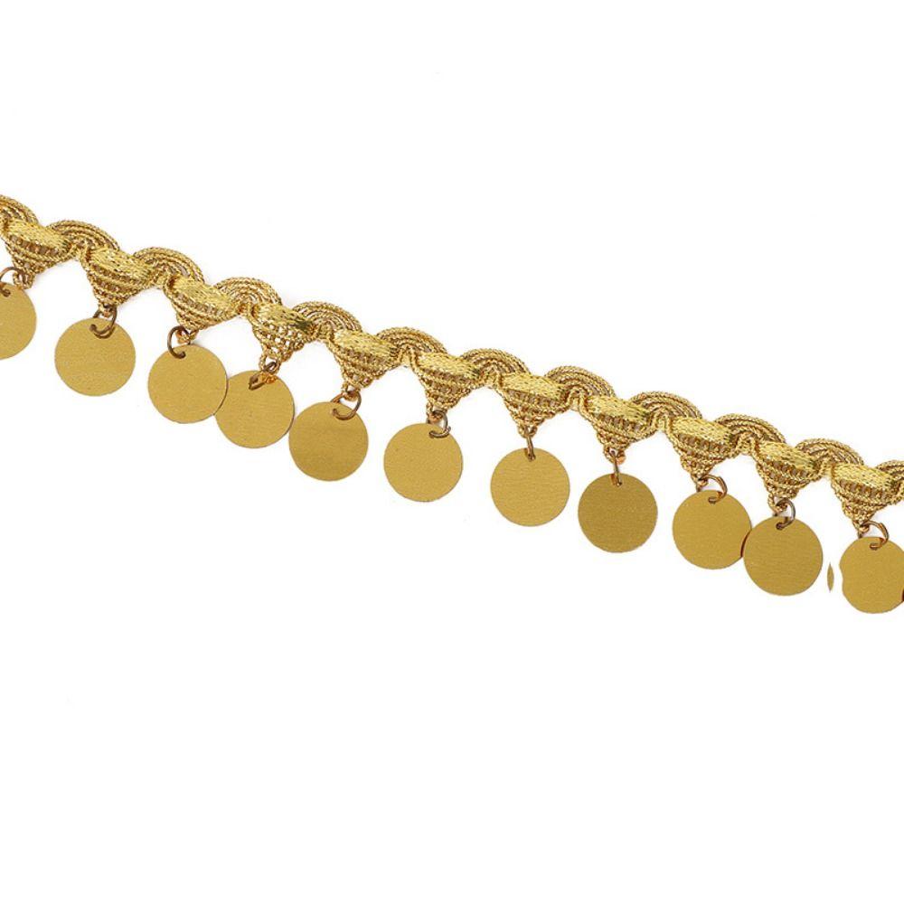 Golden Pendant Belly Dance Waist Chain Shiny Tassel Gold Sequin Lace Stage Costume