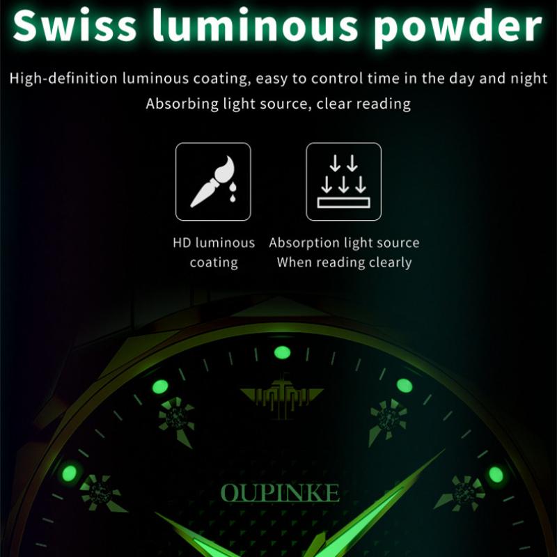 OUPINKE  New Business and leisure Men's Watch Automatic Mechanical Watch Stainless Steel Business Double Calendar Waterproof High-end Watch