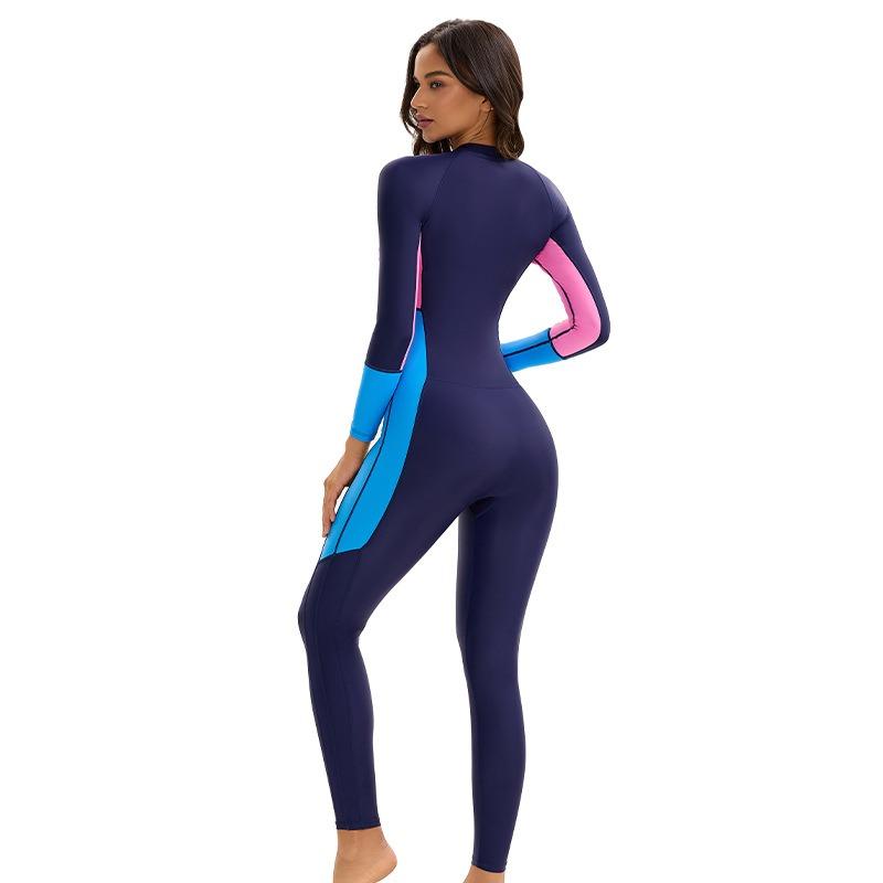 Middle East Conservative Muslim Swimsuit Women's European and American Skinny Full Surrounded Long Sleeve Trousers Sunscreen Color Matching Swimsuit