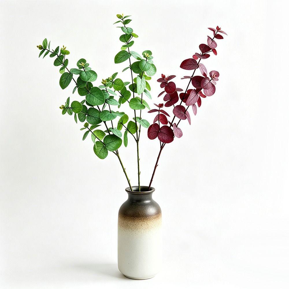 1Pcs Silk Fake Leaf Branch 75cm Silk Green Leaves Artificial Eucalyptus Leaf  for Wall Decoration